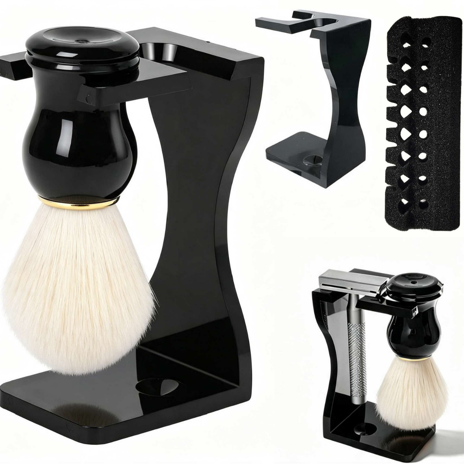 Mens Grooming Travel Kit - Scheerkostset met handmatige schuimmaker, verzorgingsgereedschap, schaal