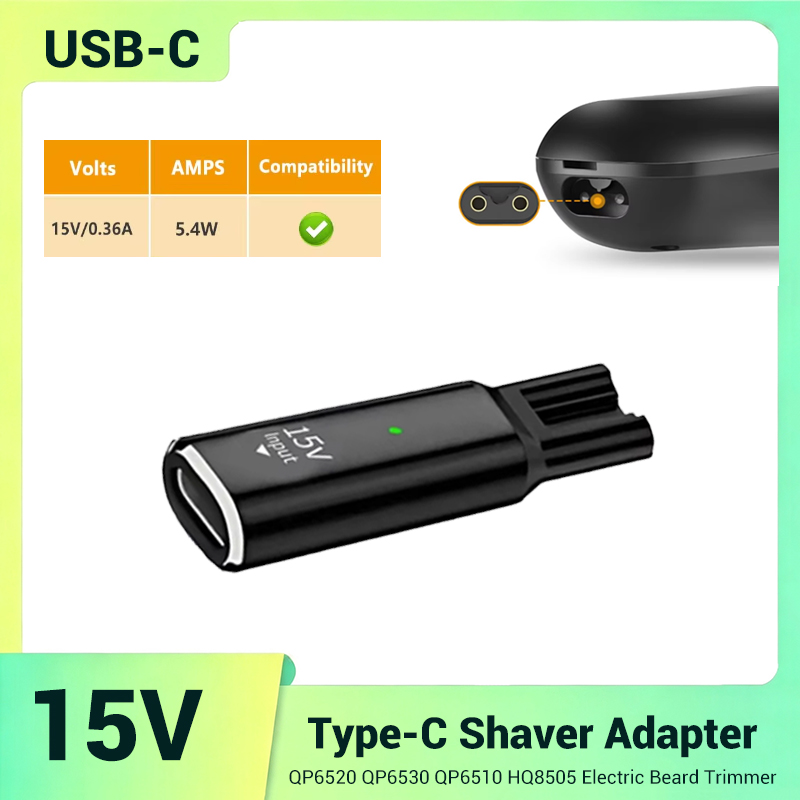Aftershave - 15V USB-C veilige stabiele mini-oplaadadapter voor